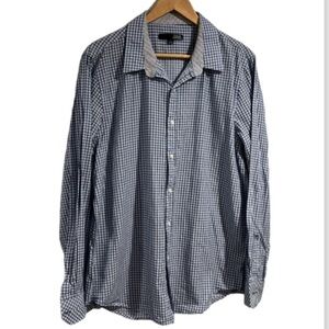 Harve Benard button down Windowpane print cotton casual long sleeve large‎